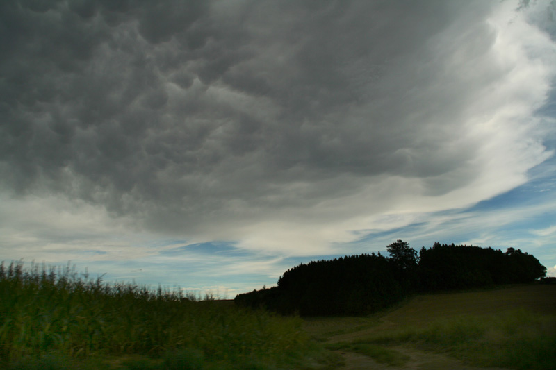 Nach Osten ausgewehter Eisschirm mit Mammatus