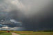 Mit Donnergrollen nach Osten abziehendes Gewitter